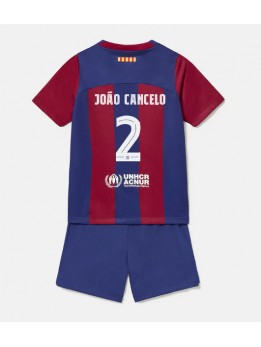 Barcelona Joao Cancelo #2 Dječji Domaci Dres kompleti 2023-24 Kratak Rukavima (+ kratke hlače)